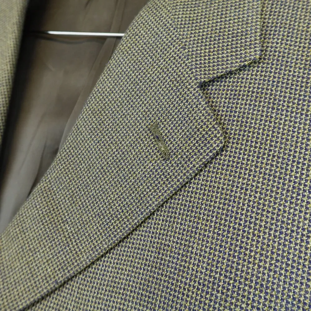 Canali Blazer Mens 48L Silk Wool Houndstooth Three Button Sport Coat Made Italy